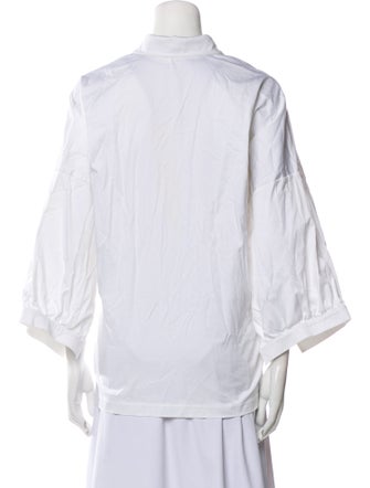 Piece of White Three-Quarter Sleeve Button-Up Top
