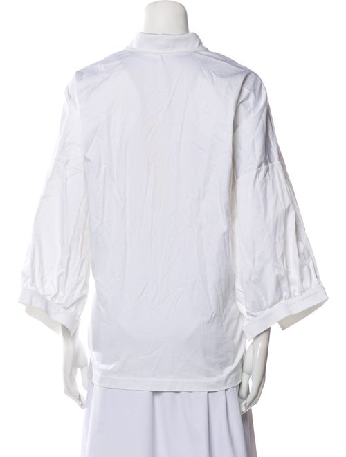 Piece of White Three-Quarter Sleeve Button-Up Top