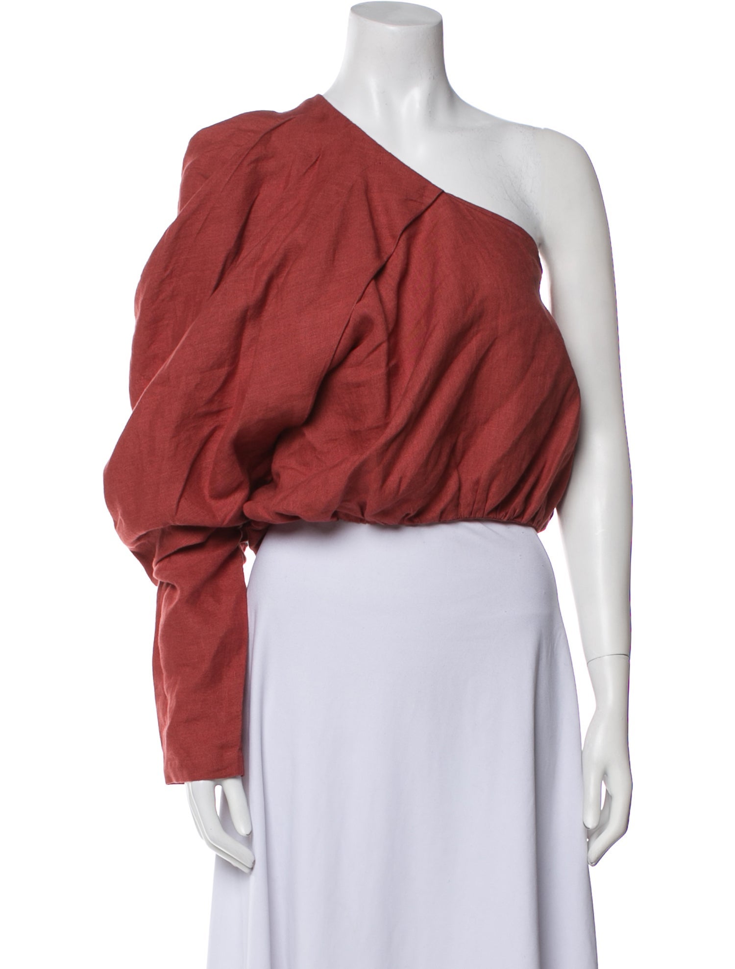 Piece of White Linen One-Shoulder Crop Top