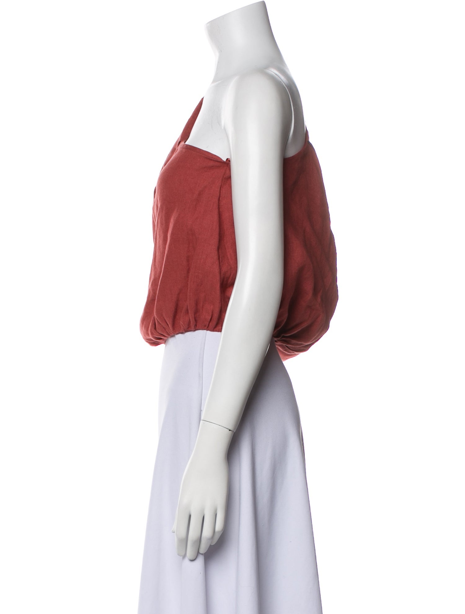 Piece of White Linen One-Shoulder Crop Top