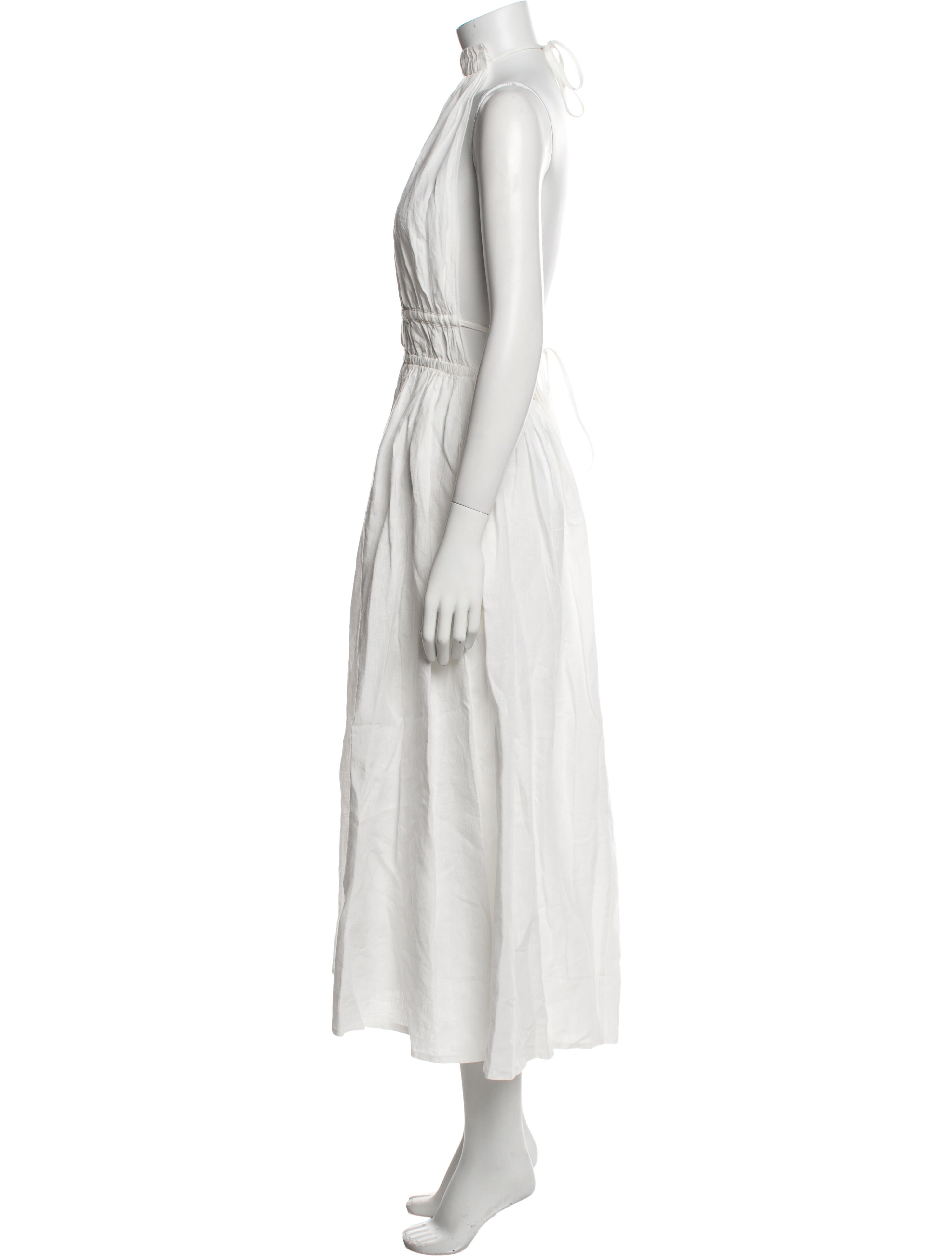 Piece of White Linen Long Dress