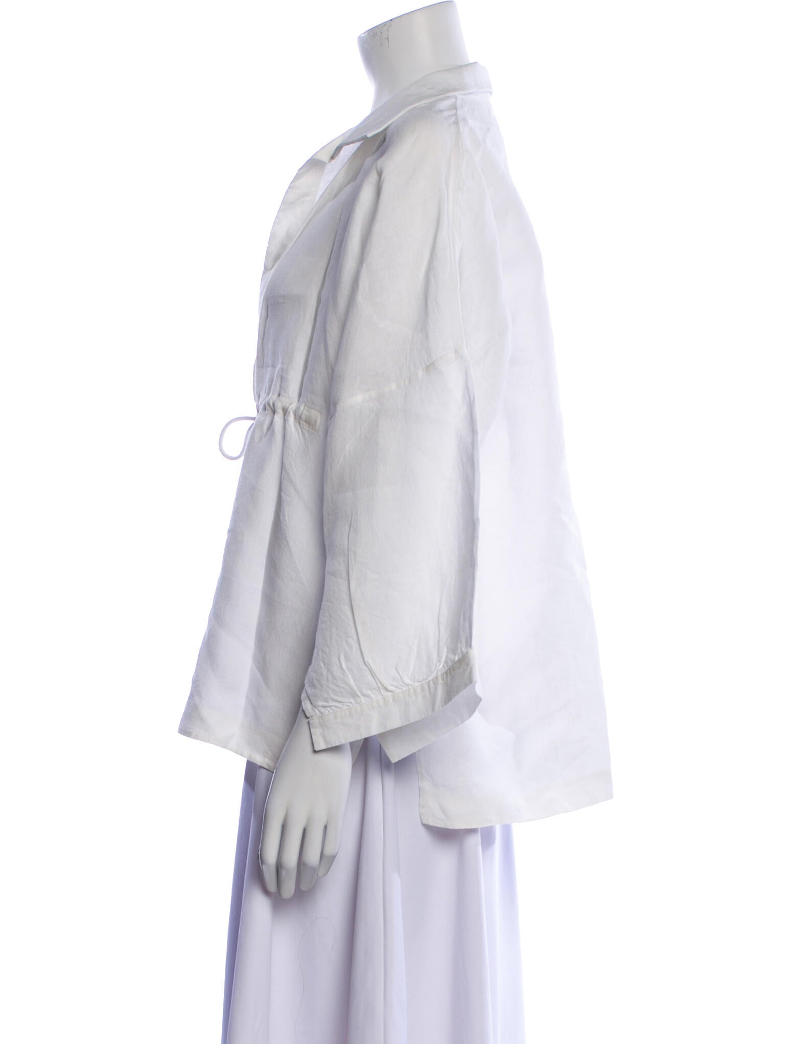 Piece of White Linen V-Neck Blouse