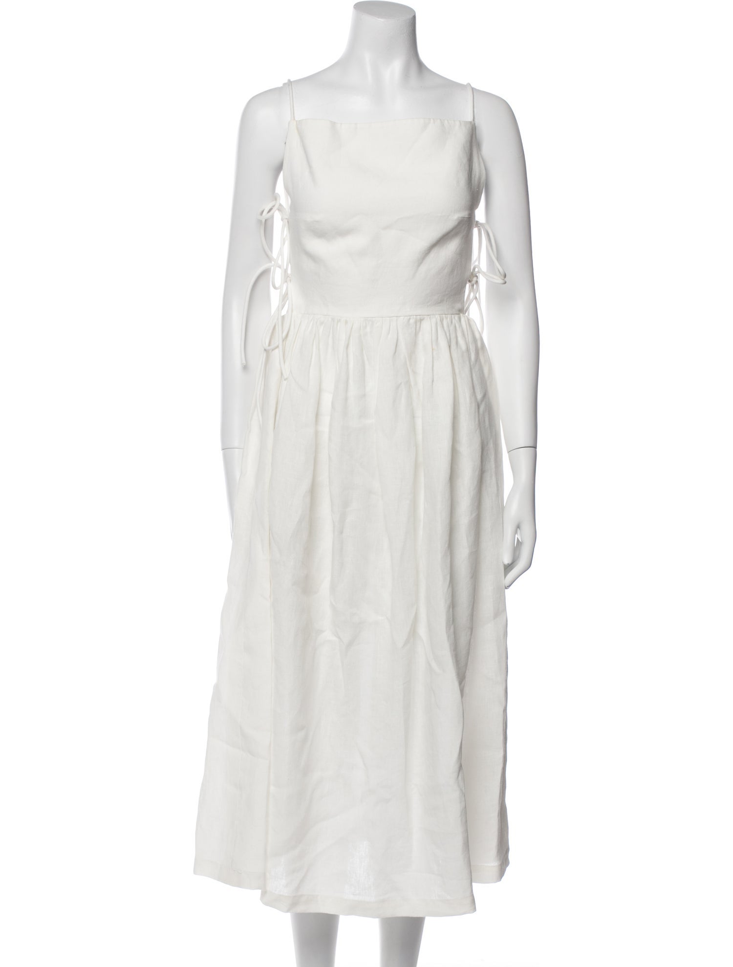 Piece of White Square Neckline Long Dress