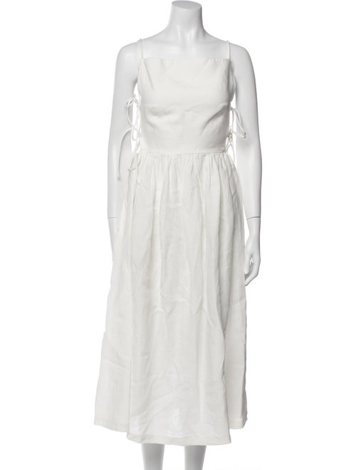 Piece of White Square Neckline Long Dress