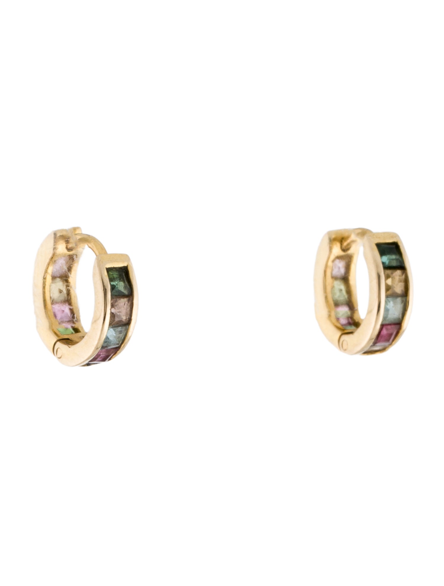Piper Gore 14K Tourmaline & Diamond Huggie Hoop Earrings