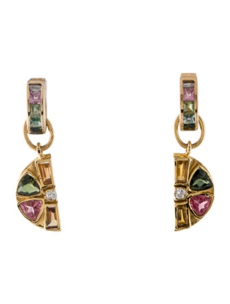Piper Gore 14K Tourmaline, Citrine, Topaz & Diamond Mini Charm Huggie Earrings