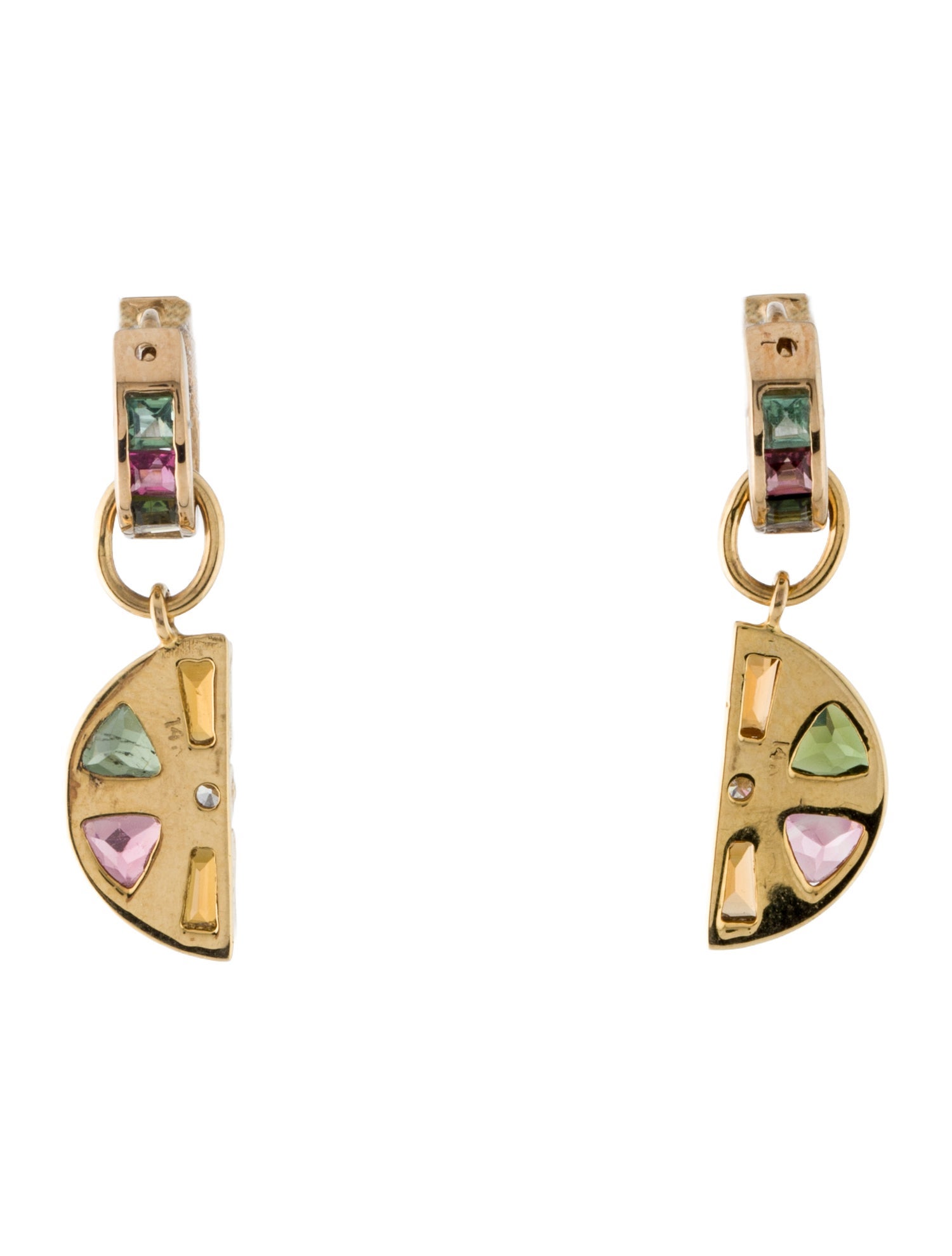 Piper Gore 14K Tourmaline, Citrine, Topaz & Diamond Mini Charm Huggie Earrings