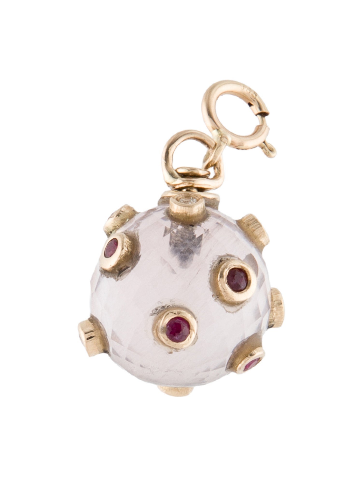 Piper Gore 14K Rose Quartz, Ruby & Diamond Pendant