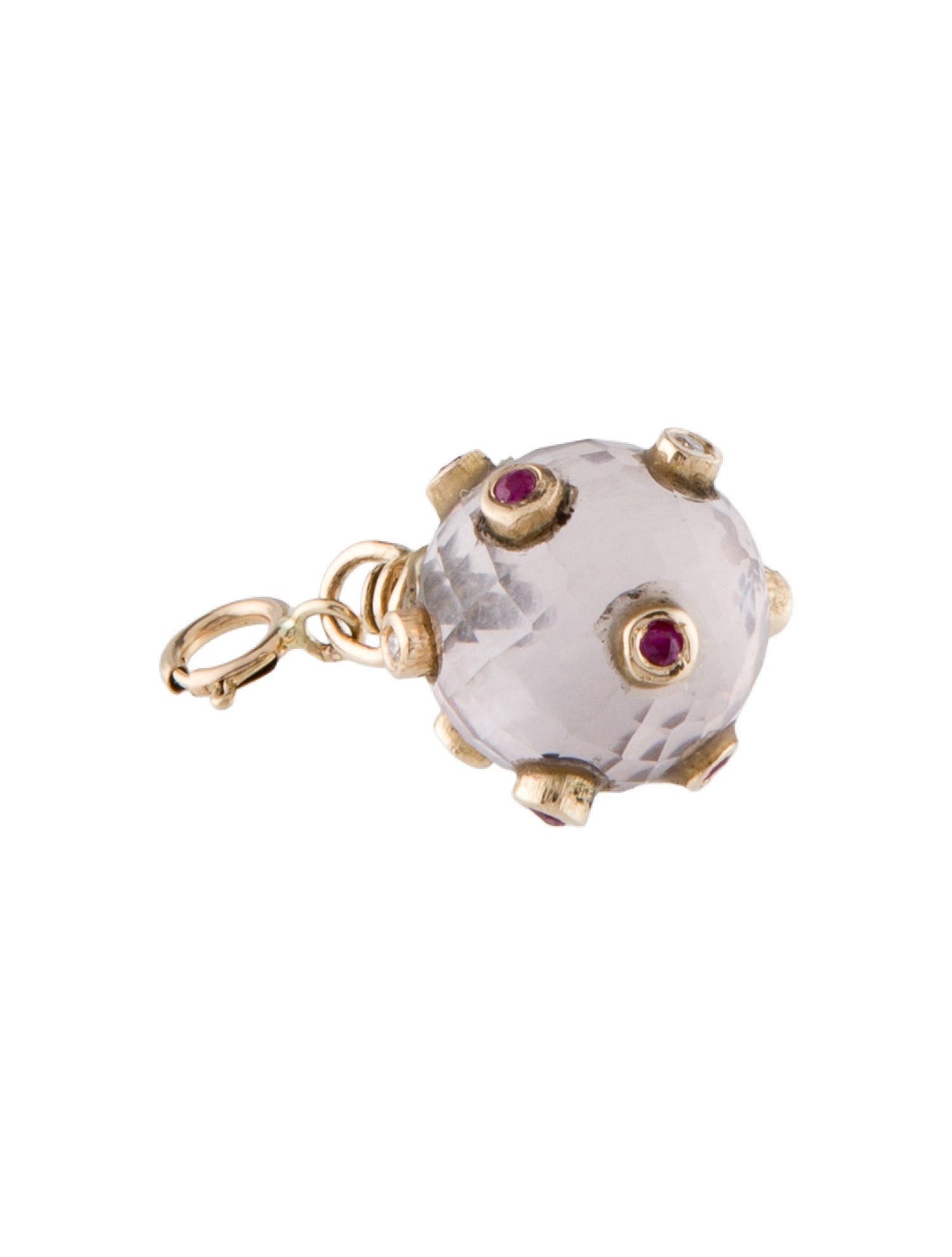 Piper Gore 14K Rose Quartz, Ruby & Diamond Pendant