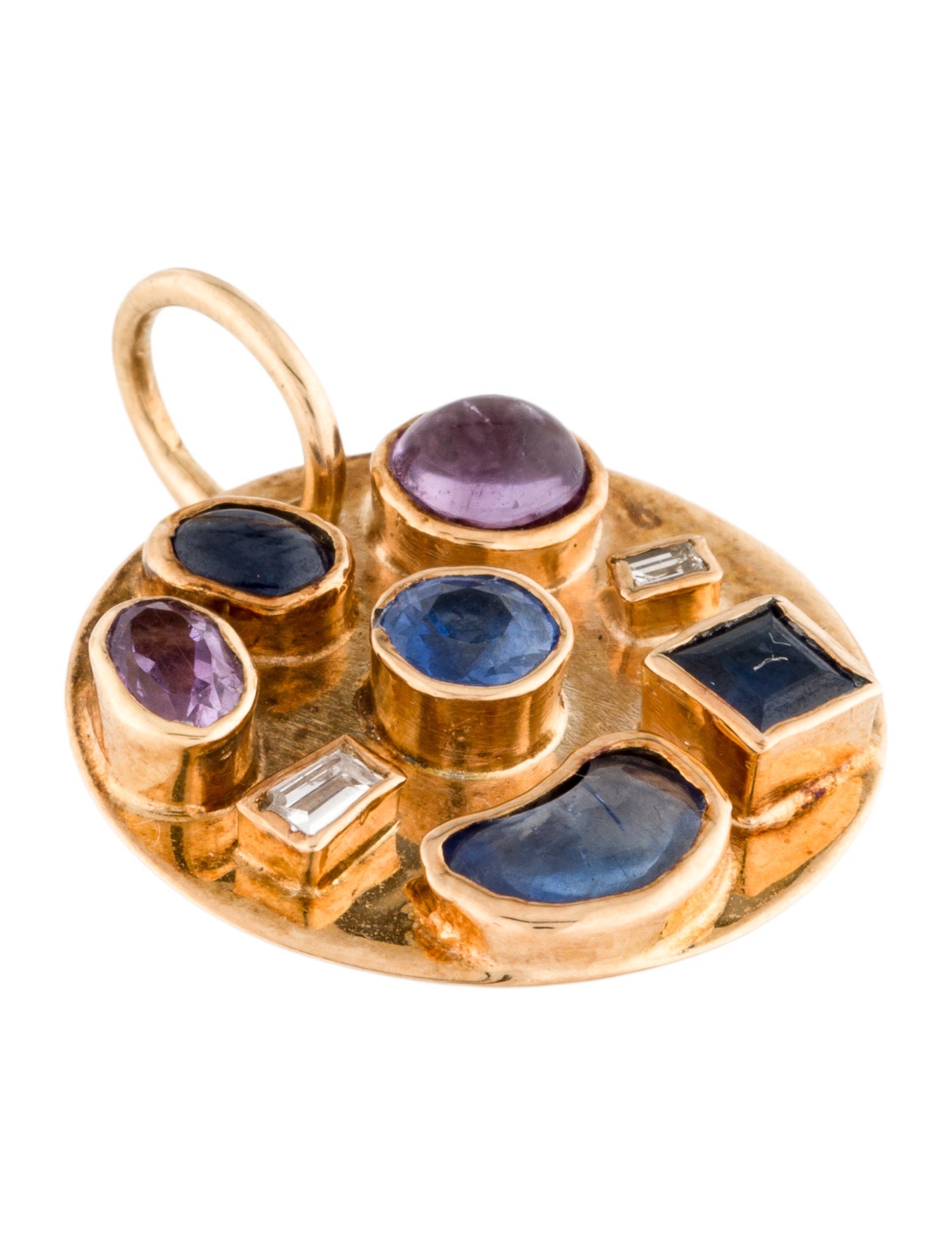 Piper Gore 14K Diamond, Sapphire & Amethyst Confetti Disc Pendant