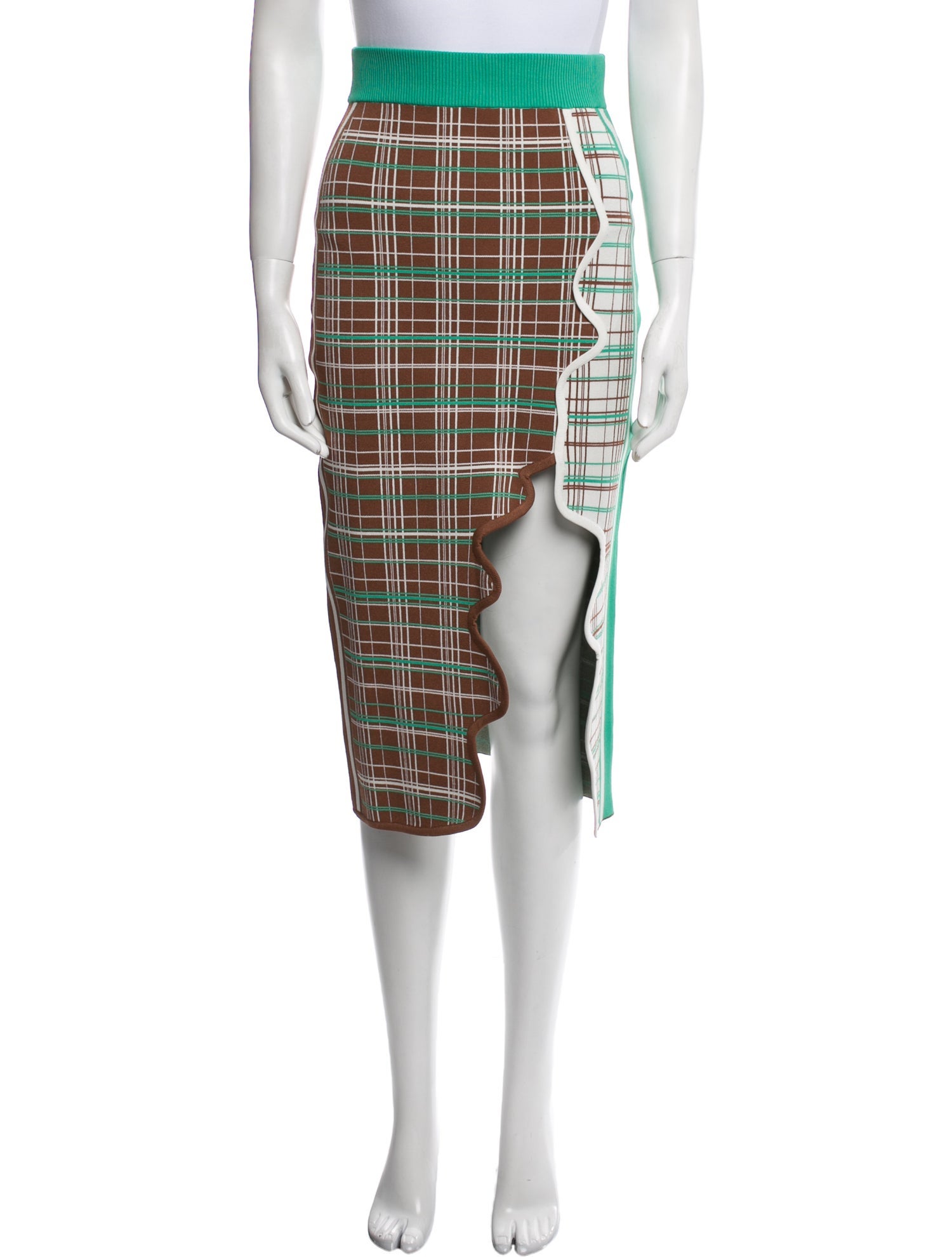 PH5 Plaid Print Midi Length Skirt