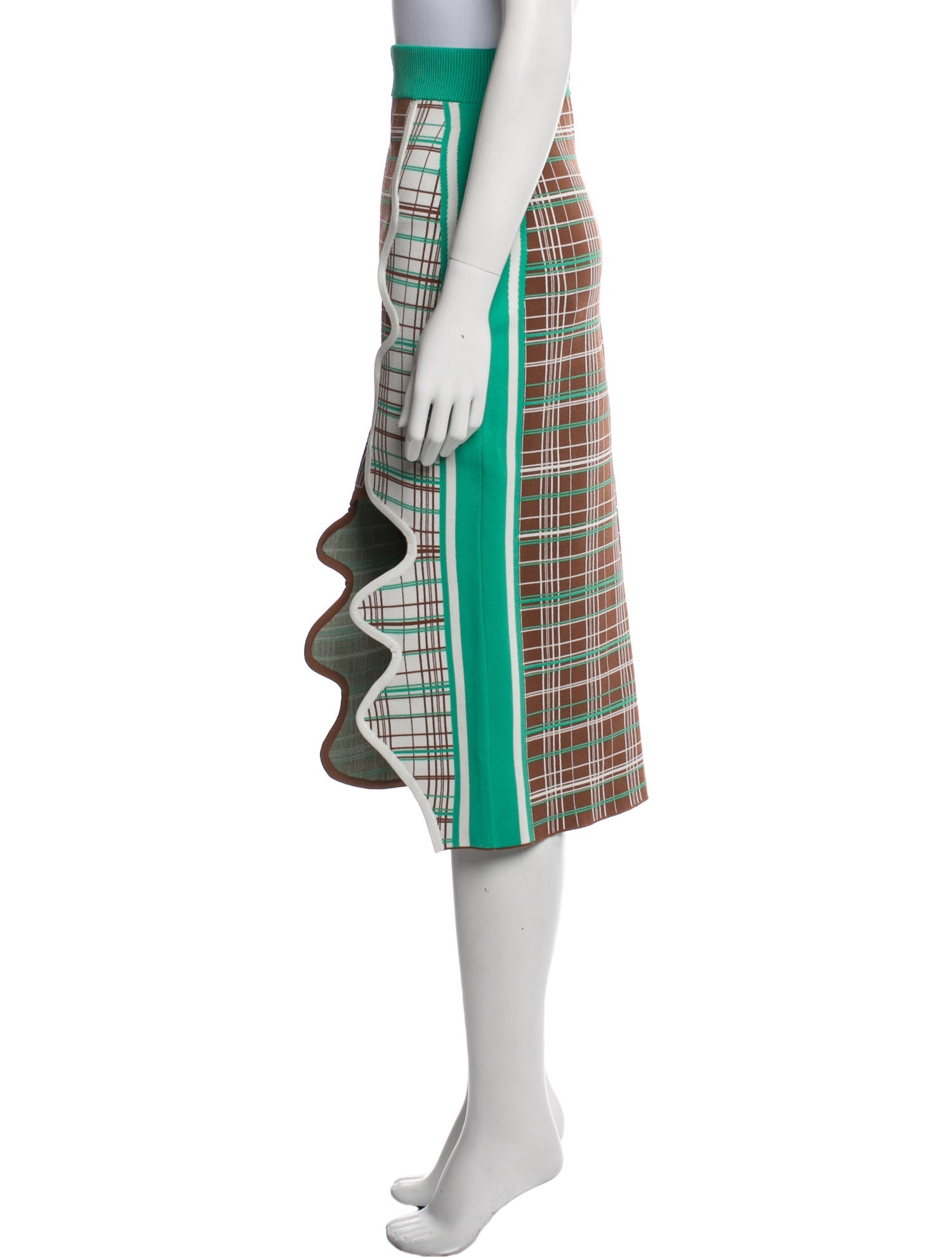 PH5 Plaid Print Midi Length Skirt