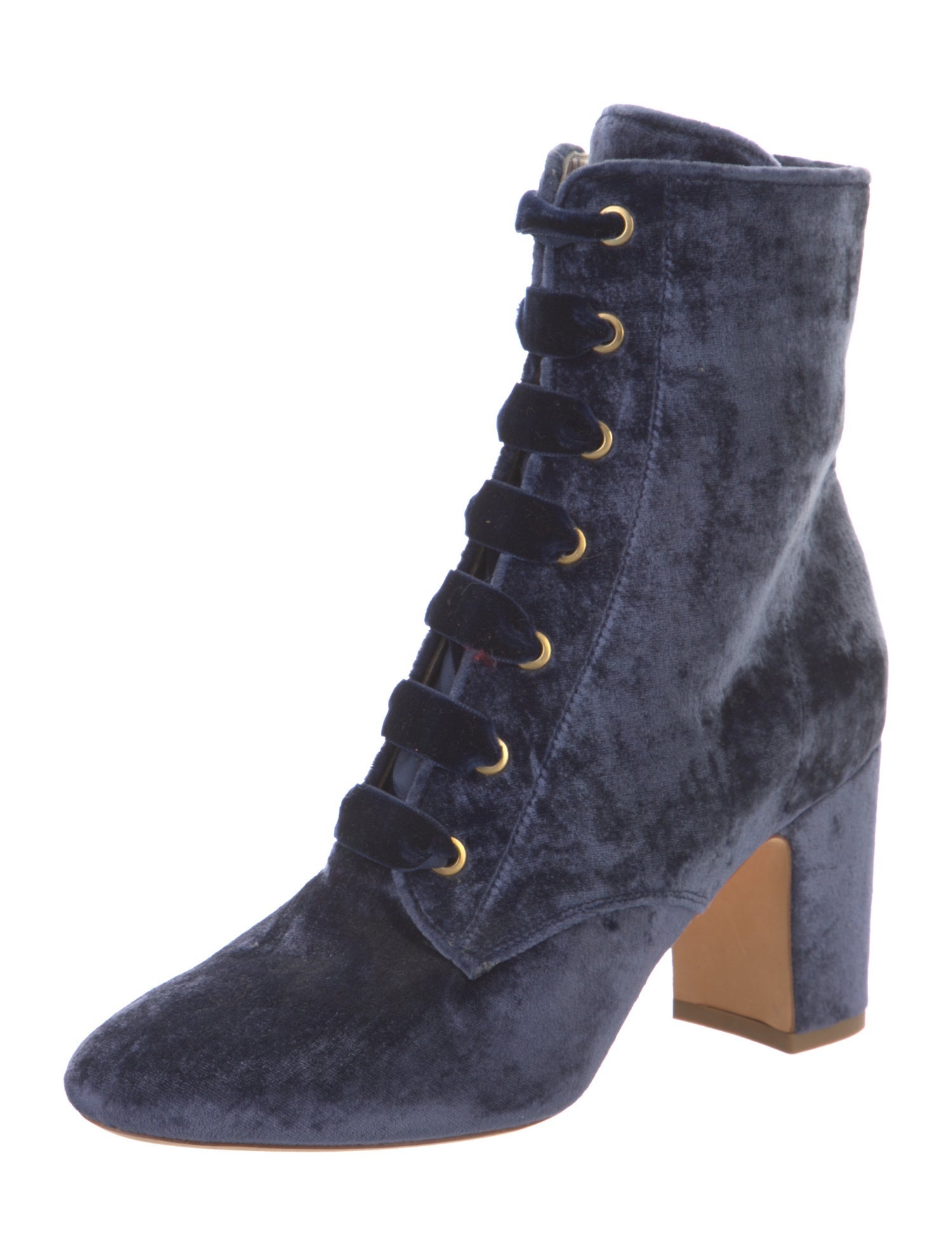 Polly Plume Velvet Lace-Up Boots