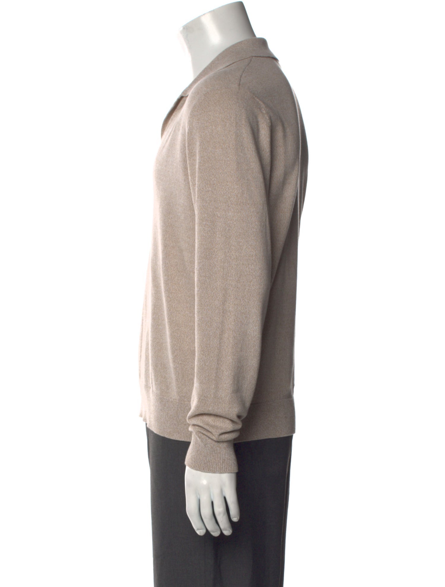 Proper Cloth V-Neck Long Sleeve Polo Sweater