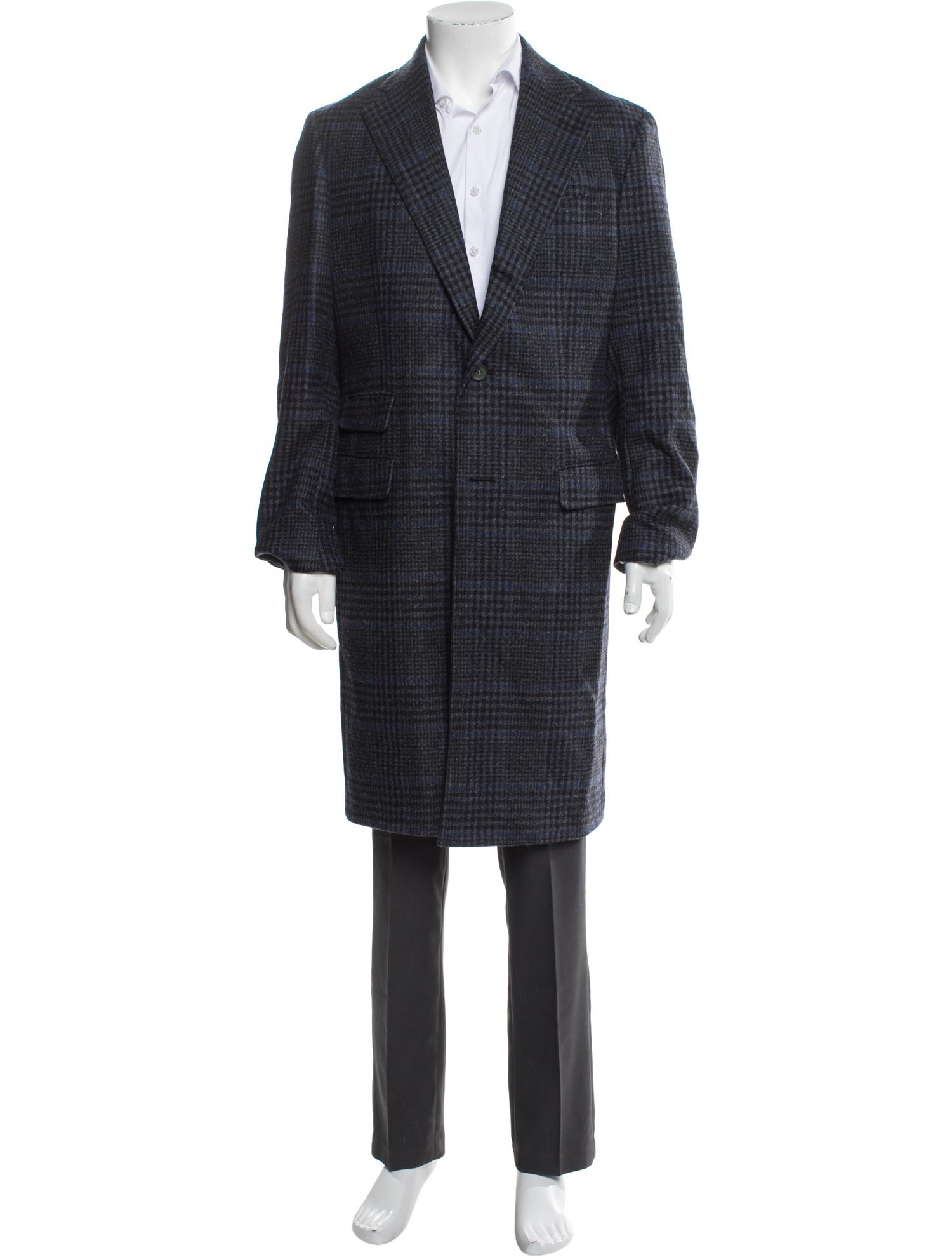 Proper Cloth Merino Wool Plaid Print Overcoat