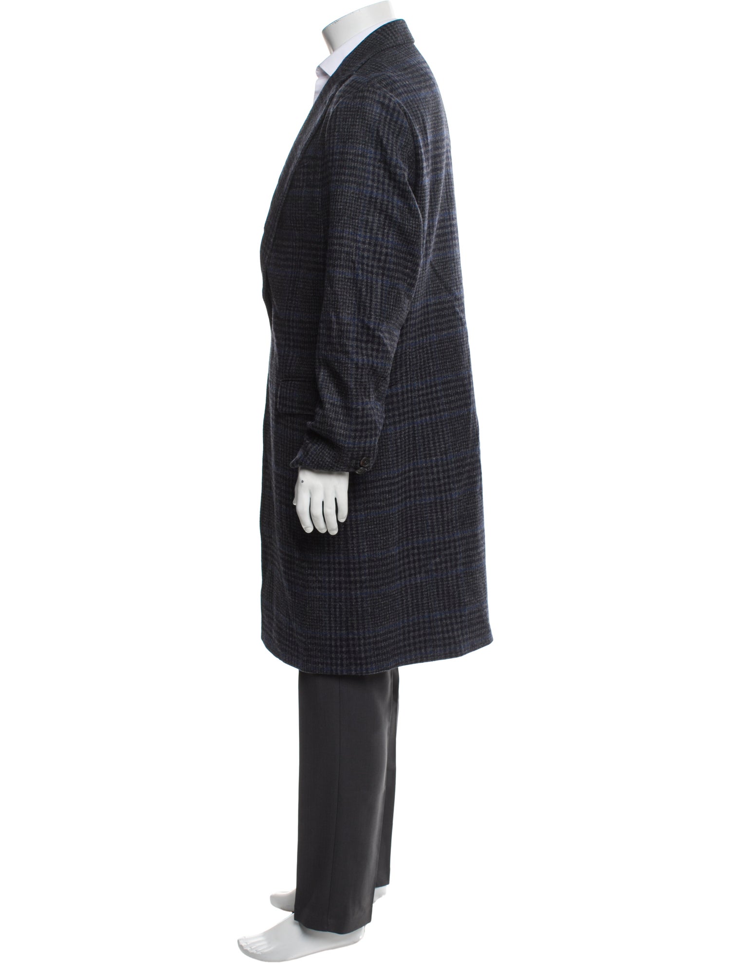 Proper Cloth Merino Wool Plaid Print Overcoat