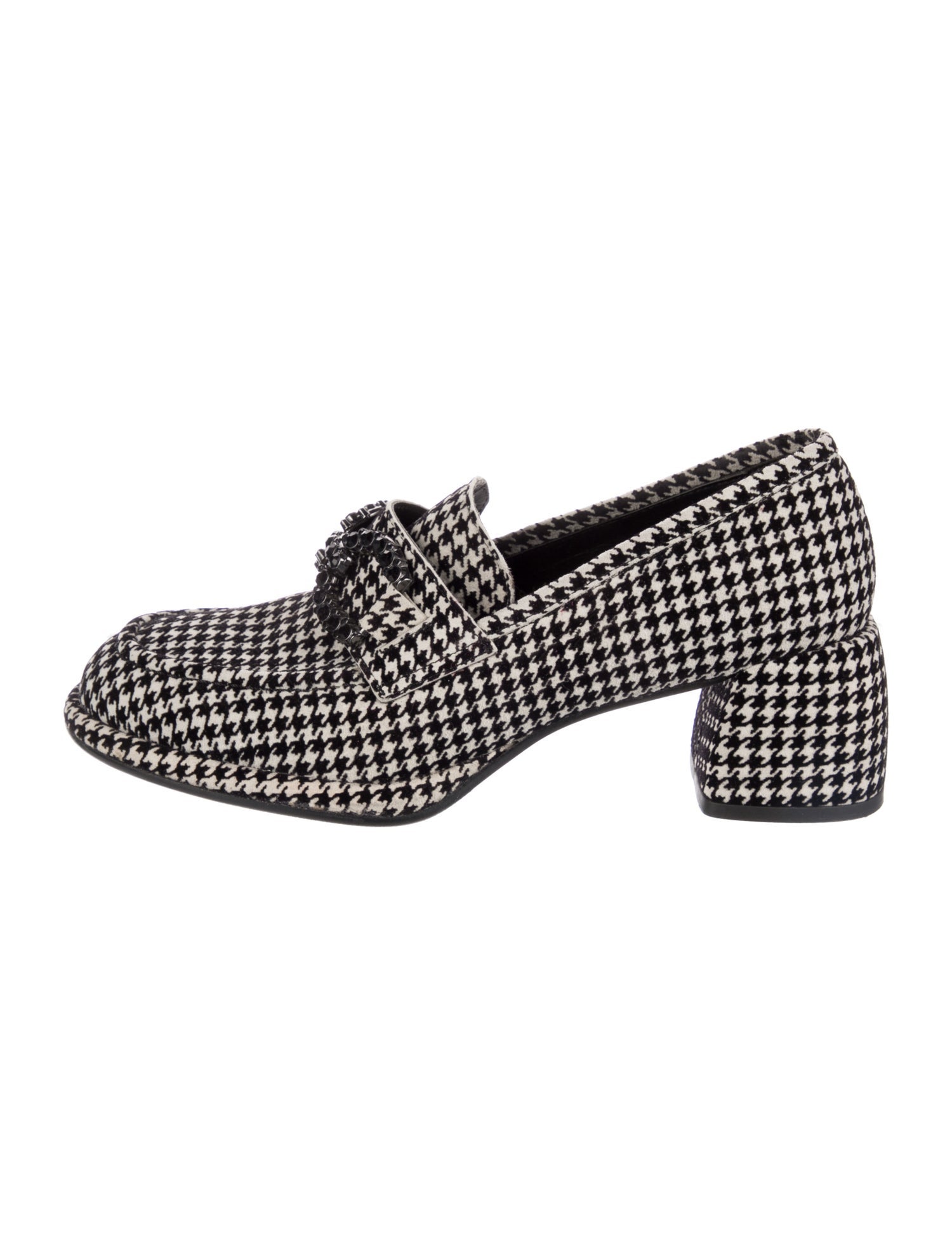 Pons Quintana Velvet Houndstooth Print Pumps