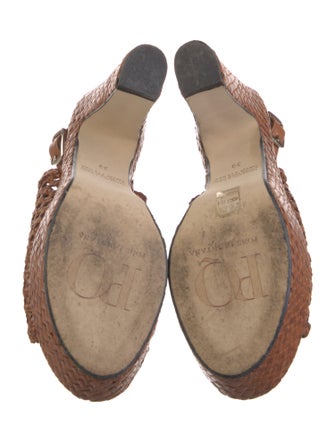 Pons Quintana Leather Animal Print Slingback Sandals