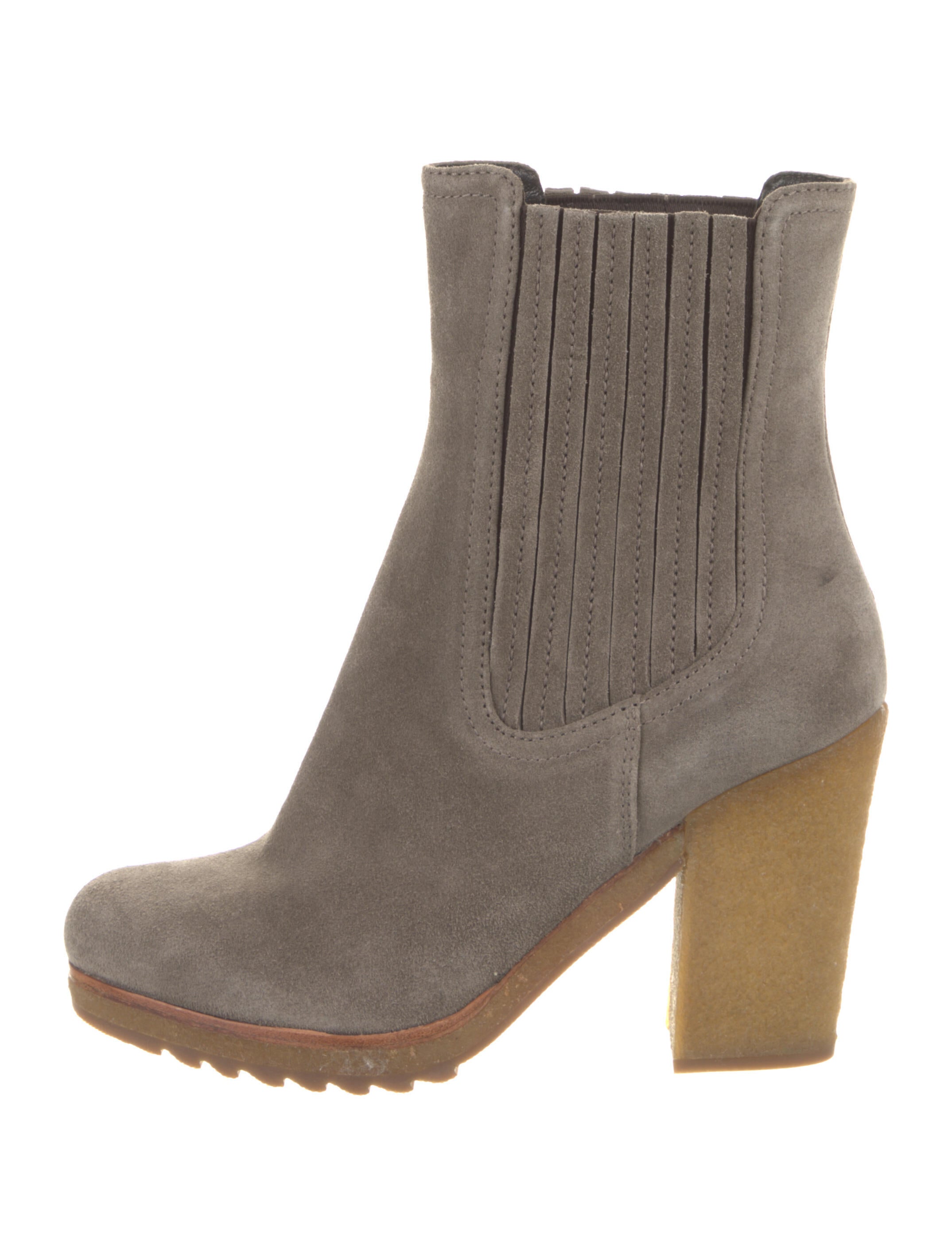 Prada Sport Suede Chelsea Boots Grey Boots, Shoes WPR106580 The