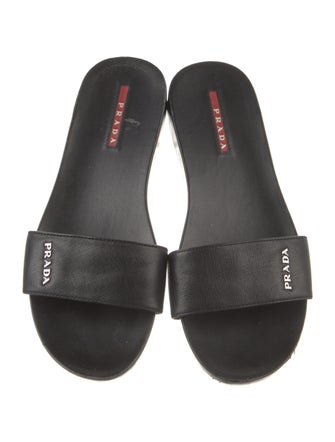 Prada Sport Leather Printed Slides