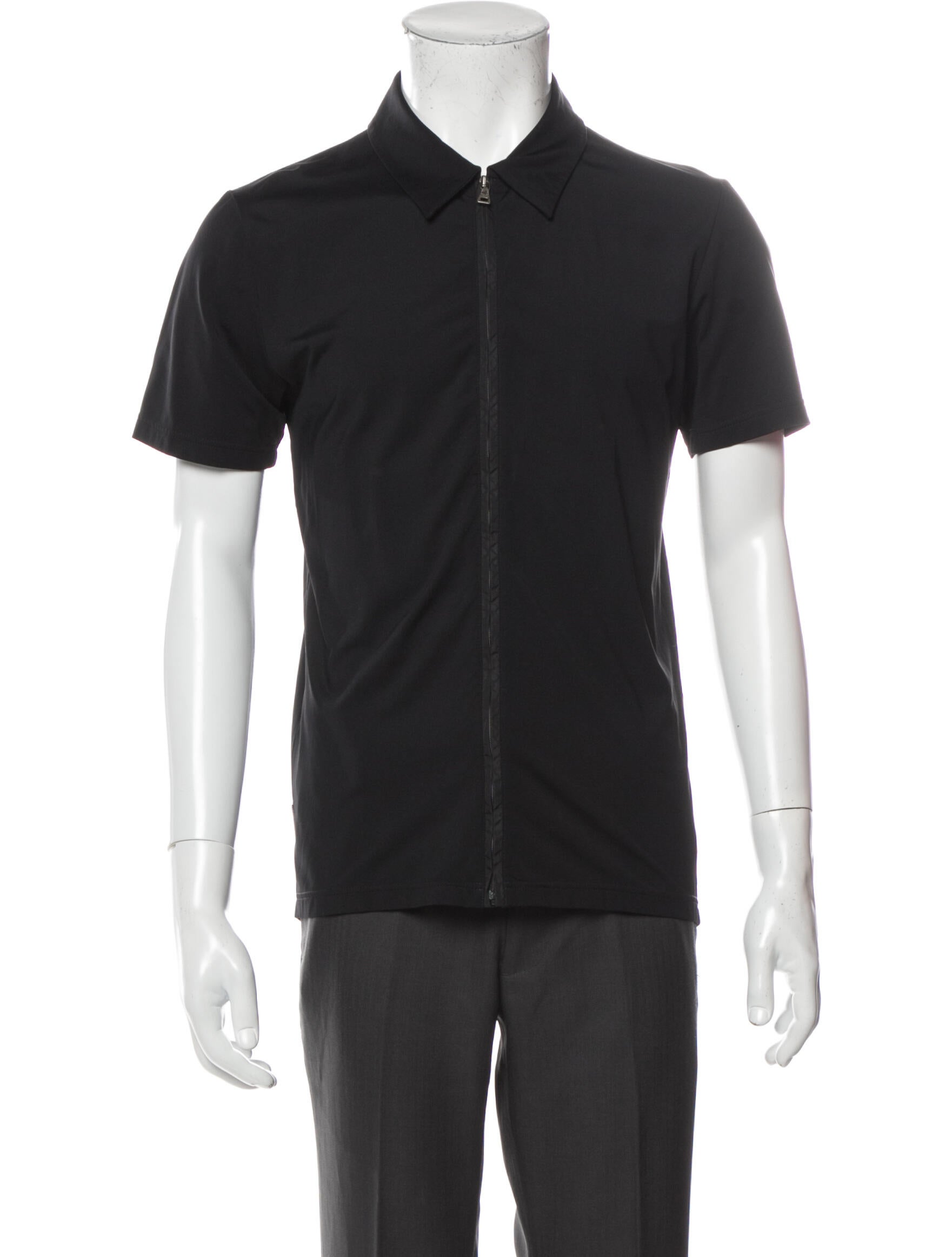 Prada Sport Late 1990's Early 2000's Collar Polo Shirt Black Polos