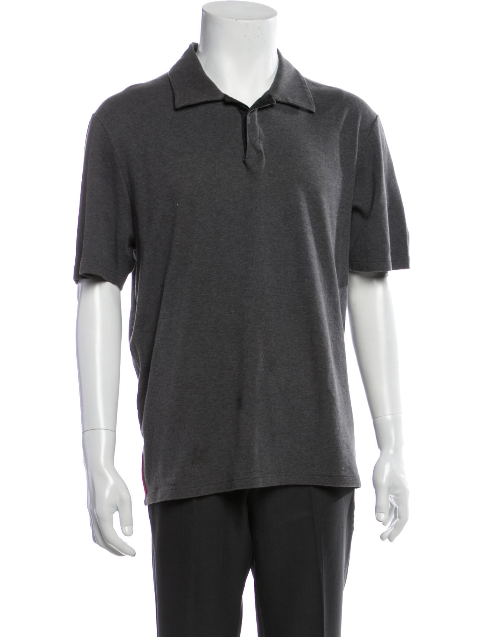 Prada Sport Collar Short Sleeve Polo Shirt Grey Polos, Clothing