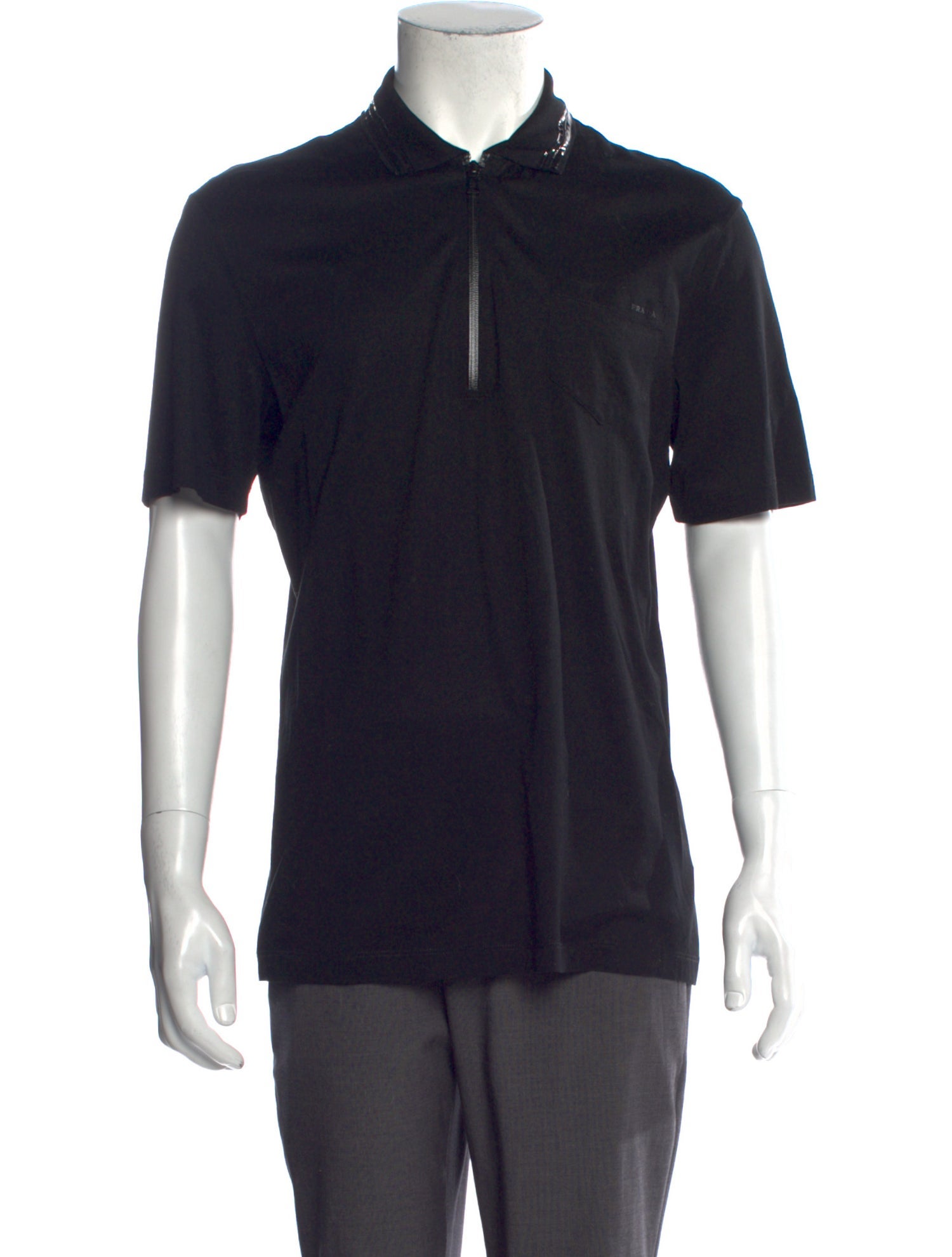 Prada Sport Collar Short Sleeve Polo Shirt Black Polos, Clothing