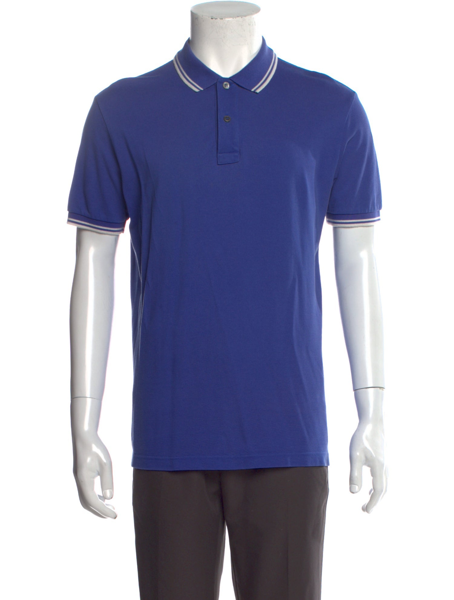 Prada Sport Collar Short Sleeve Polo Shirt Blue Polos, Clothing