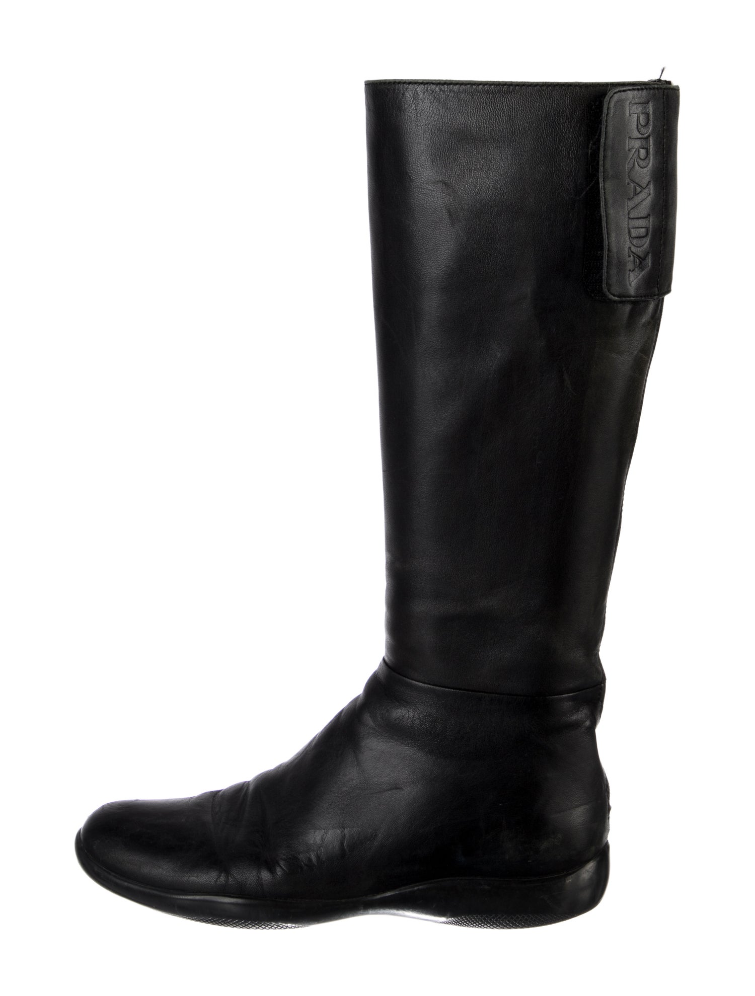Prada Sport Leather Riding Boots - Black Boots, Shoes - WPR124658