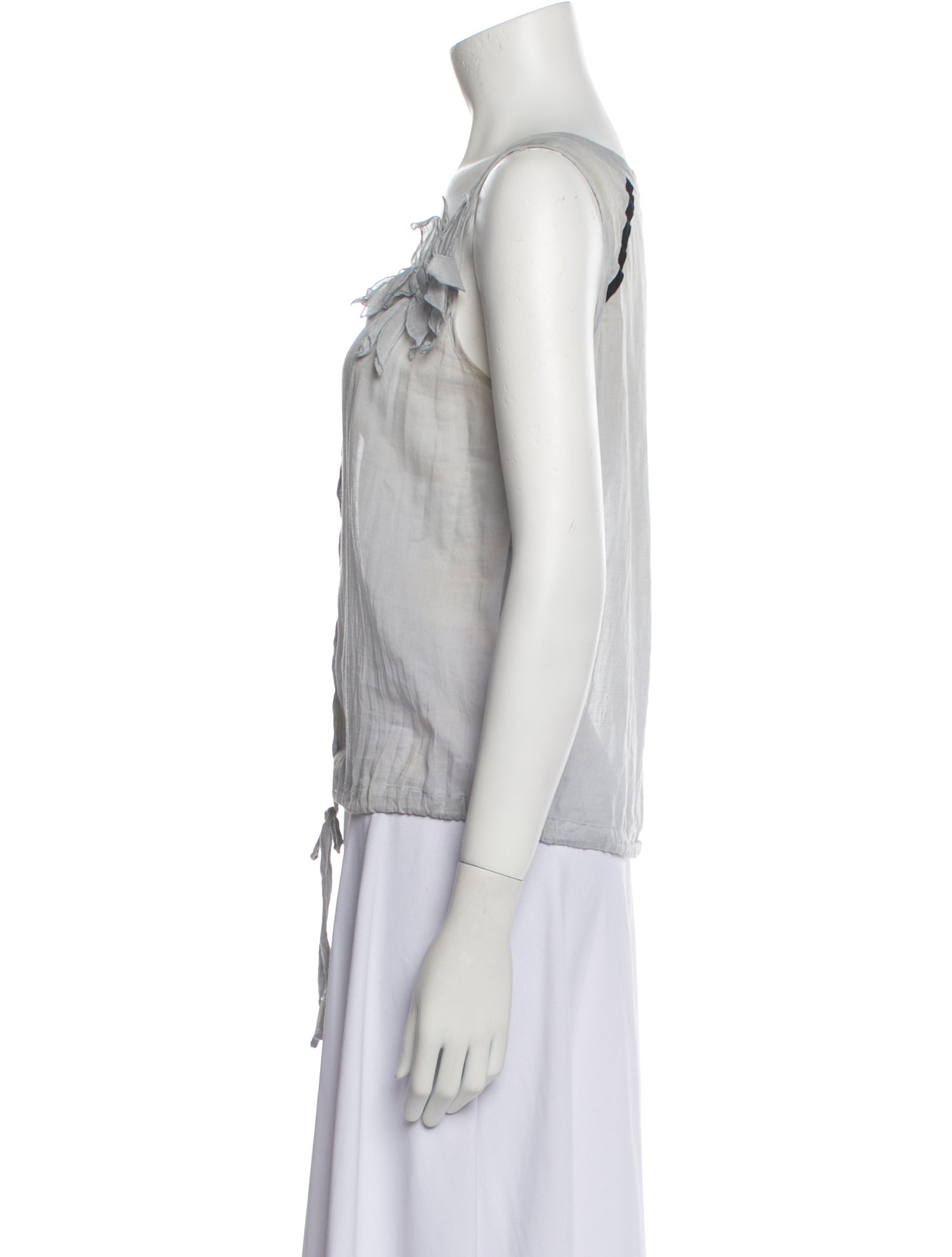 Prada Sport Scoop Neck Sleeveless Button-Up Top