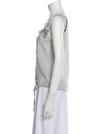 Prada Sport Scoop Neck Sleeveless Button-Up Top