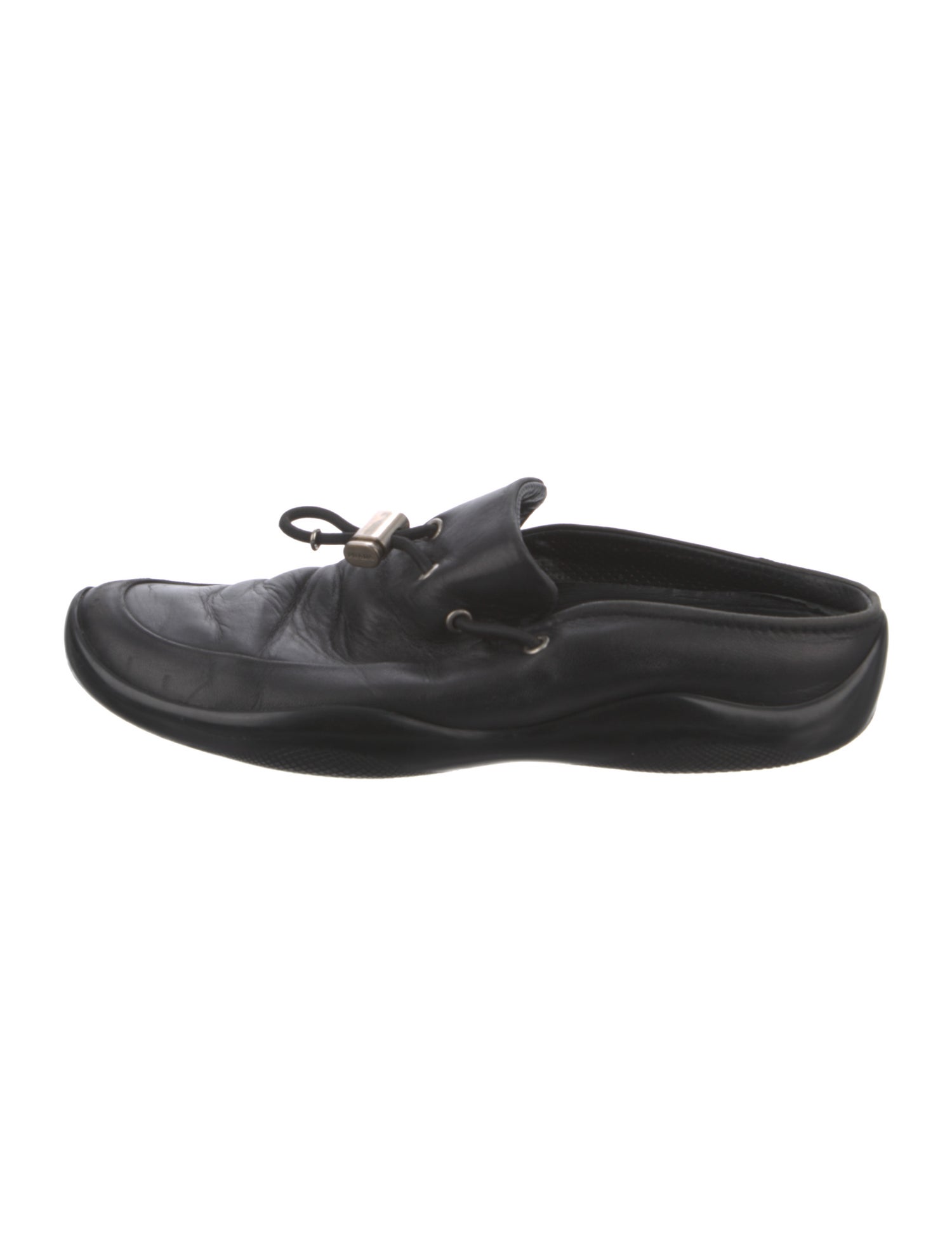 Prada Sport Leather Slippers - Black Loafers, Shoes - WPR136138 