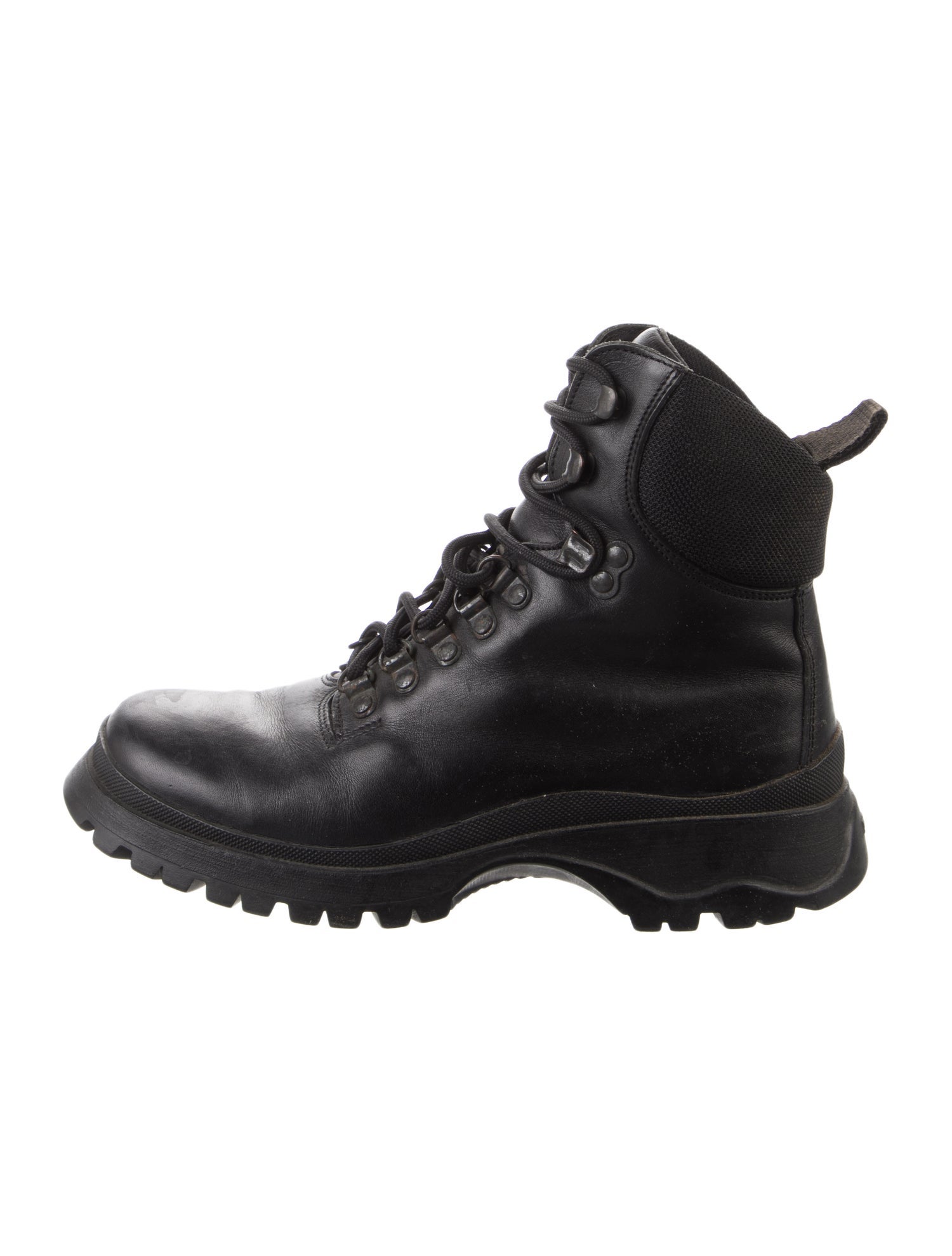 Prada Leather Hiking Boots - Burgundy Boots, Shoes - PRA1010893 