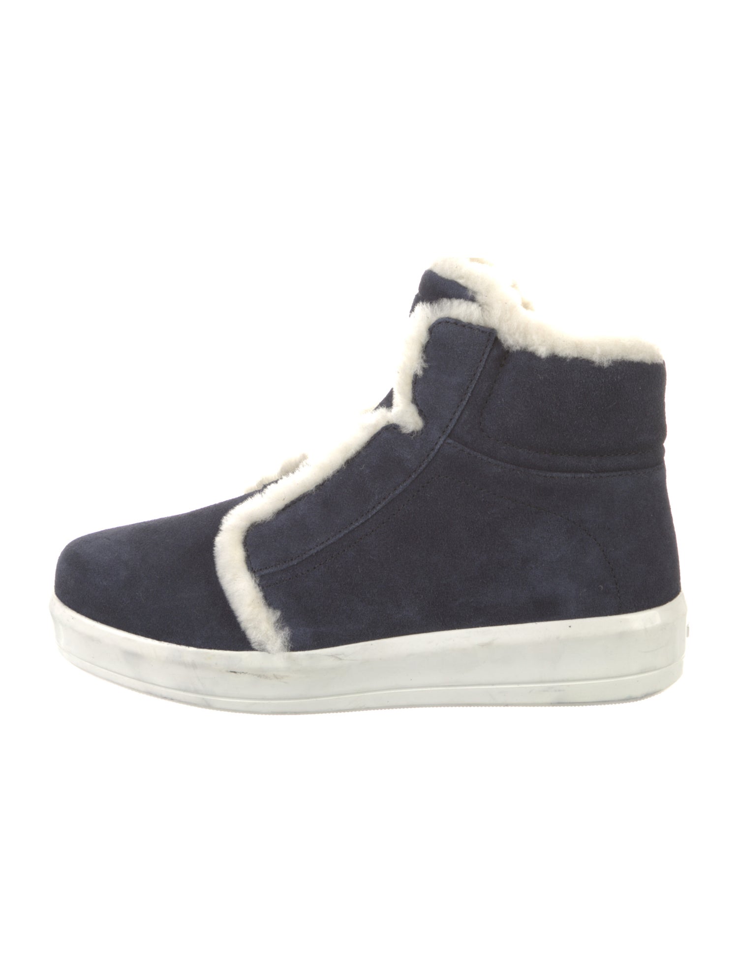 Prada Sport Suede Fur Trim Sneakers
