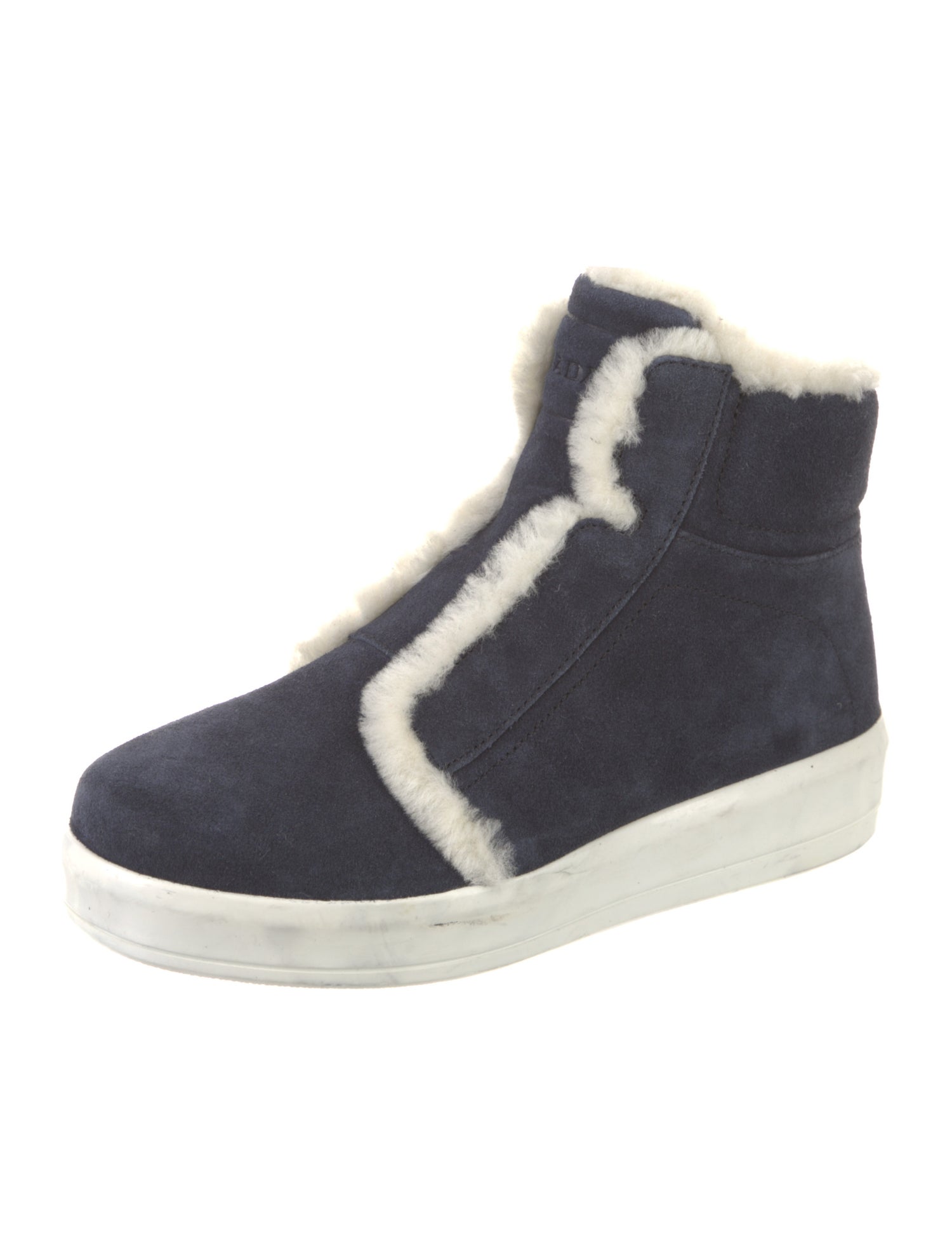 Prada Sport Suede Fur Trim Sneakers