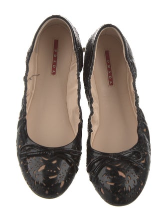 Prada Sport Patent Leather Lasercut Accents Ballet Flats