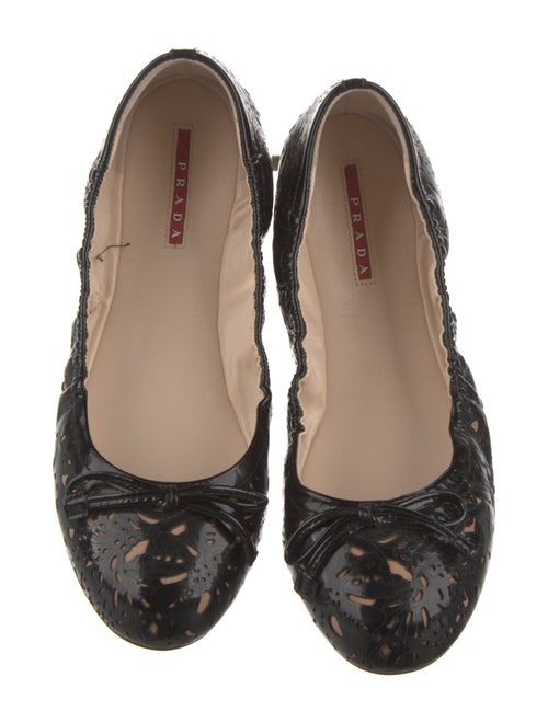 Prada Sport Patent Leather Lasercut Accents Ballet Flats