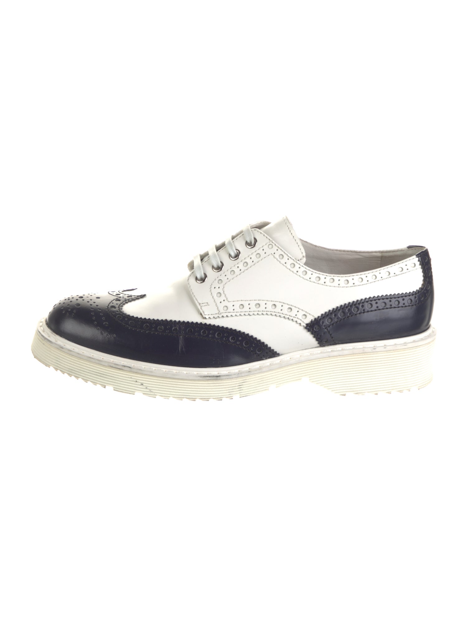Prada Sport Leather Lasercut Accents Oxfords