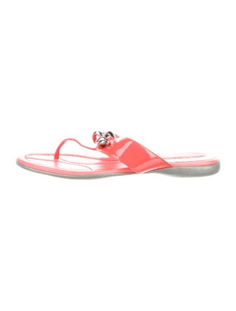 Prada Sport Patent Leather Chain-Link Accents Slides