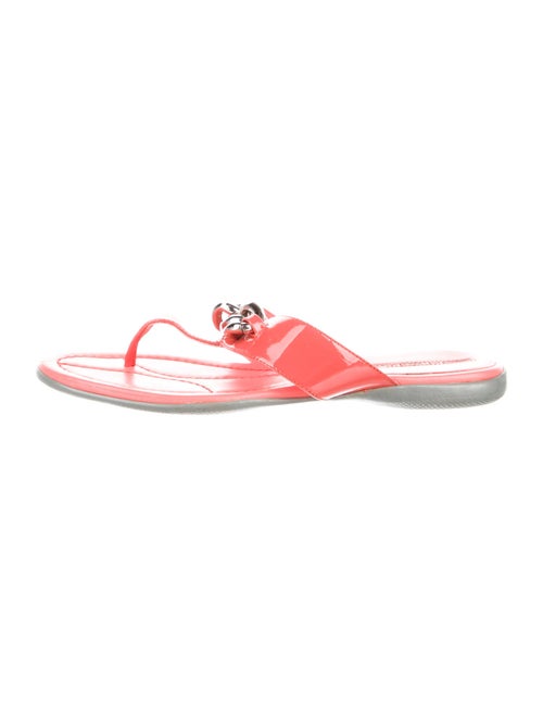 Prada Sport Patent Leather Chain-Link Accents Slides