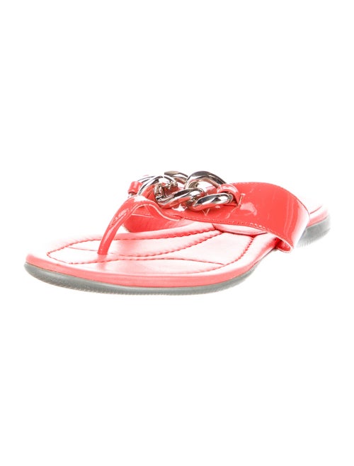 Prada Sport Patent Leather Chain-Link Accents Slides