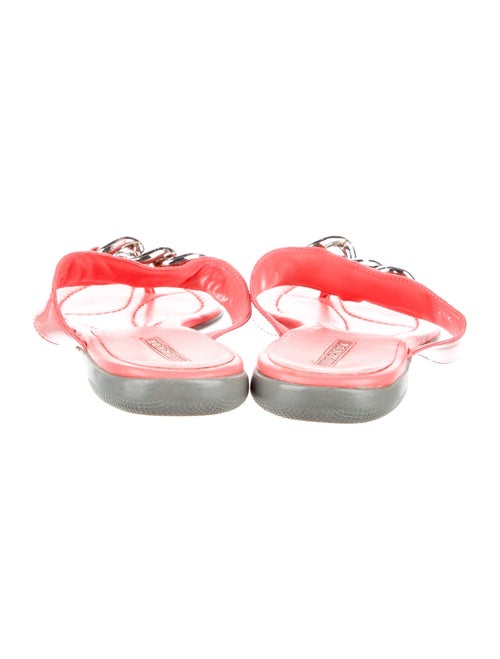 Prada Sport Patent Leather Chain-Link Accents Slides