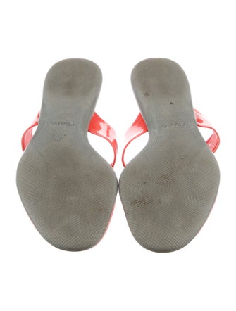 Prada Sport Patent Leather Chain-Link Accents Slides