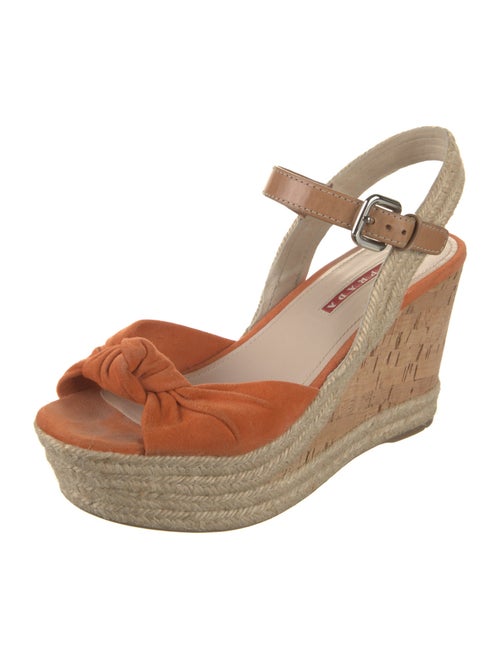 Prada Sport Suede Leather Trim Embellishment Espadrilles