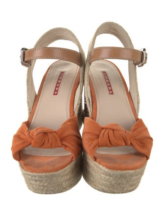 Prada Sport Suede Leather Trim Embellishment Espadrilles