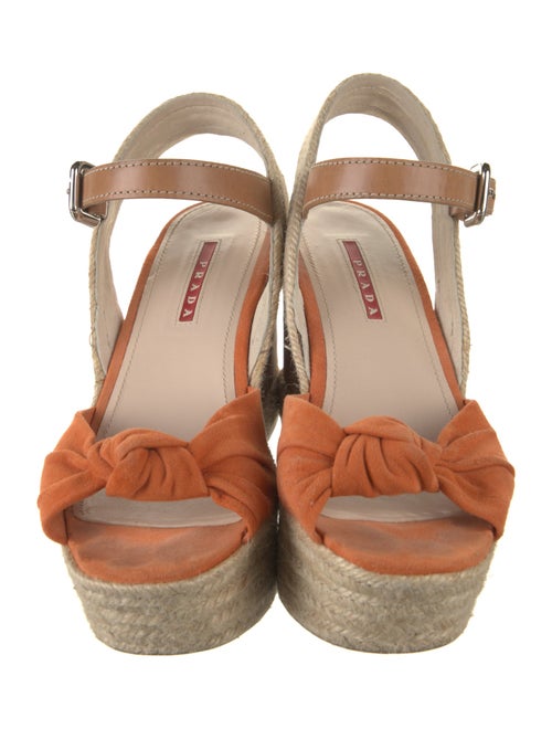 Prada Sport Suede Leather Trim Embellishment Espadrilles