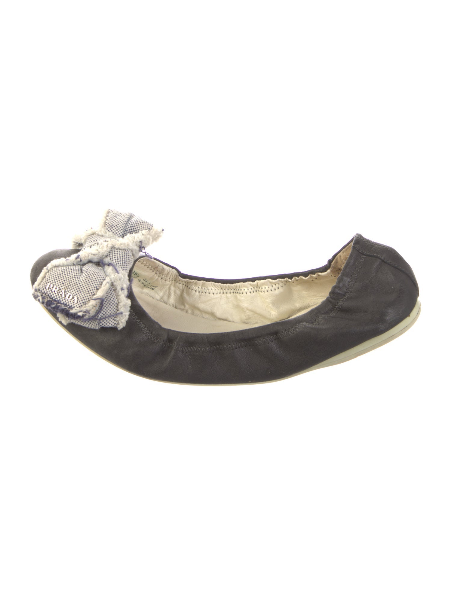 Prada Sport Leather Bow Accents Ballet Flats