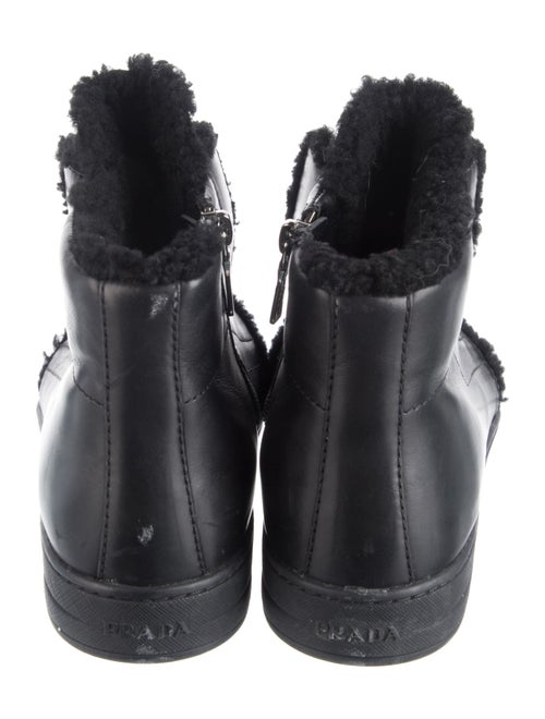 Prada Sport Leather Fur Trim Sneakers