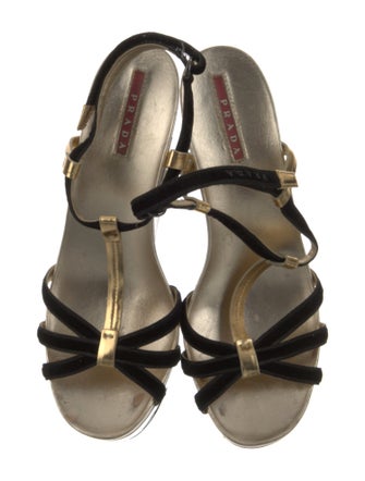 Prada Sport Leather T-Strap Sandals