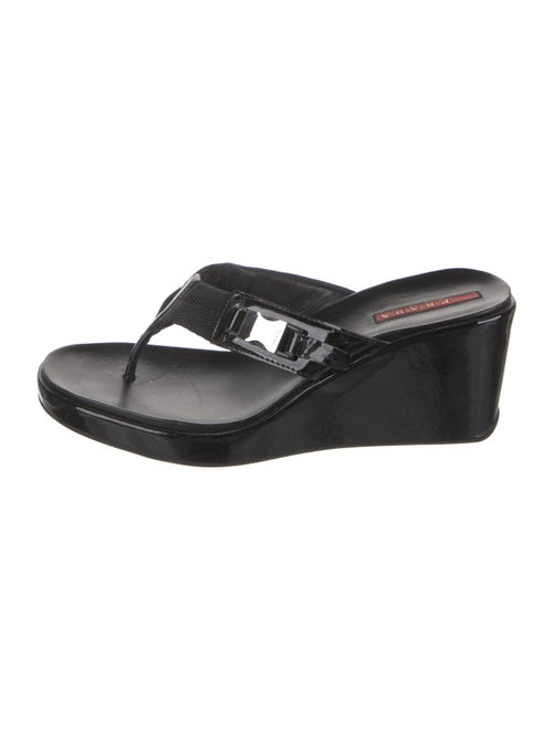 Prada Sport Patent Leather T-Strap Sandals